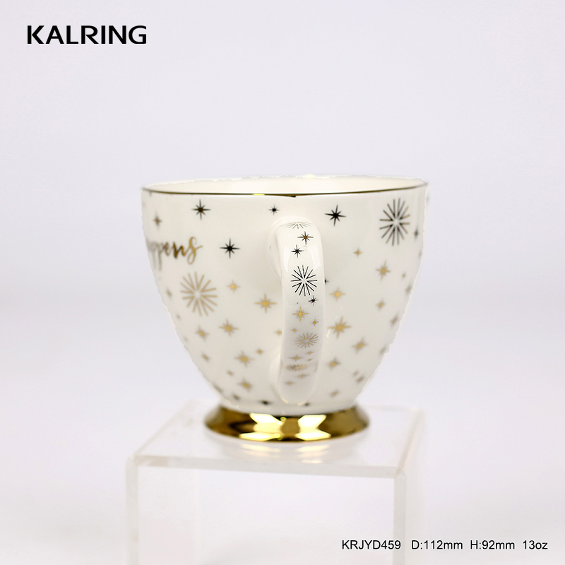 Ceramic mug golden mug high footed mug