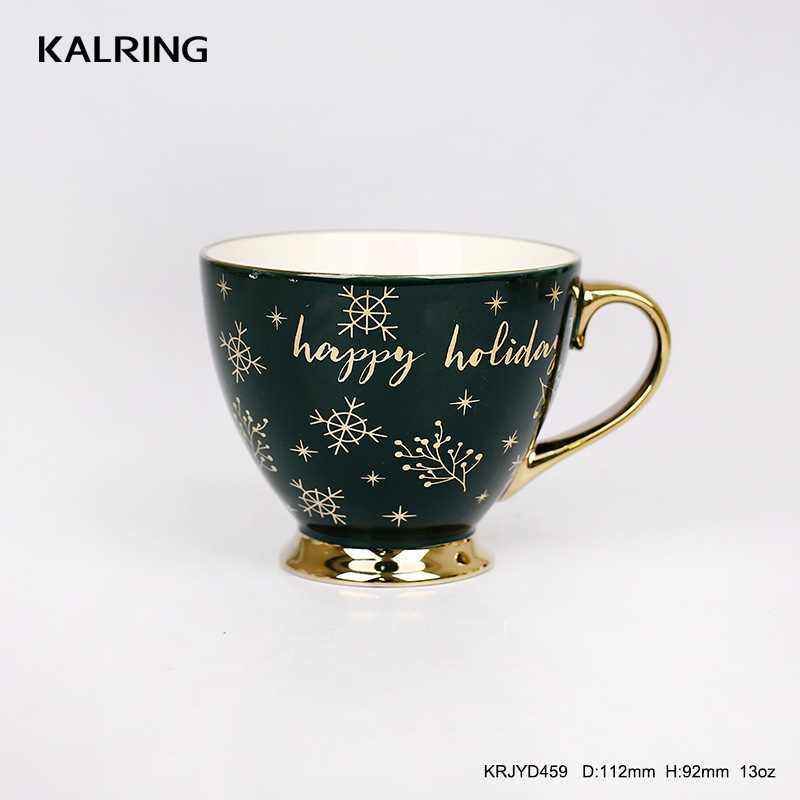 Ceramic mug golden mug high footed mug