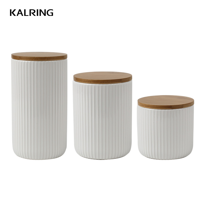 ceramic canister with bamboo cover