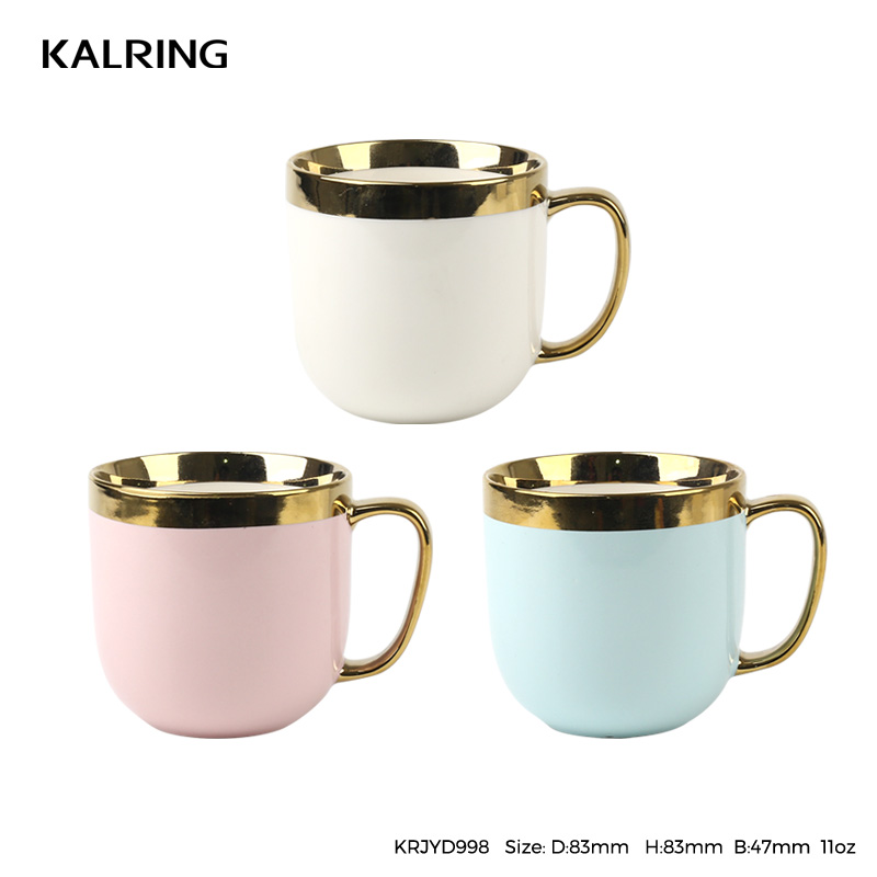 Electroplate mug with solid color glaze