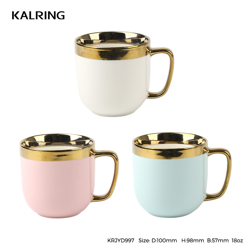Electroplate mug with solid color glaze