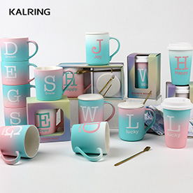Ceramic mug gift mug with touching glaze with simple world design
