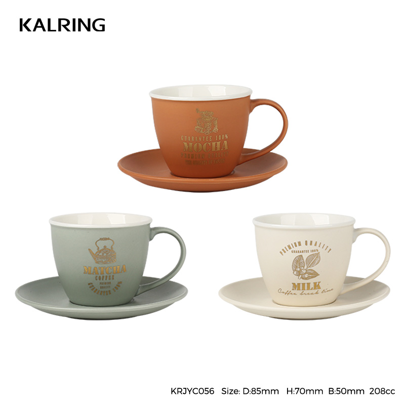 Ceramic mug coffee mug with matt glaze with golden decal printing for wholesale