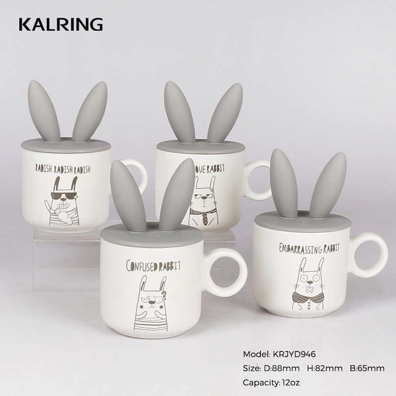 Ceramic mug with matte glaze mug with dacal for gift