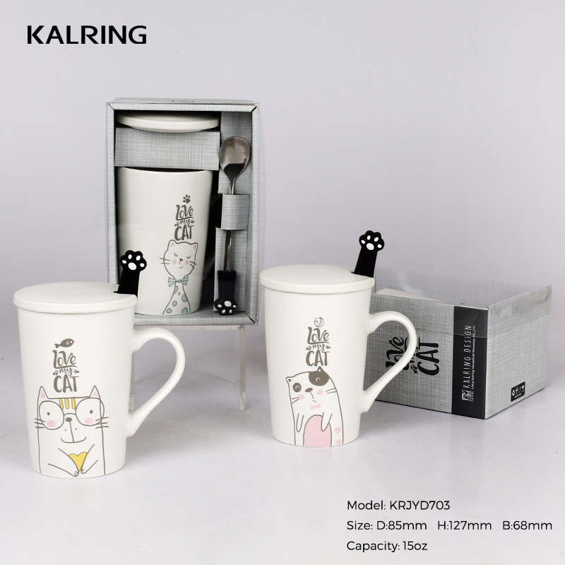 Ceramic mug with matte glaze mug with dacal for gift