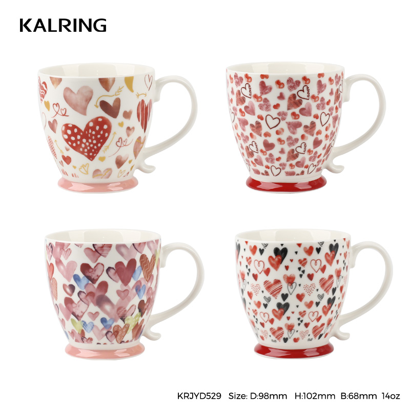 New bone china mug with sweet heart design for Valentine's day