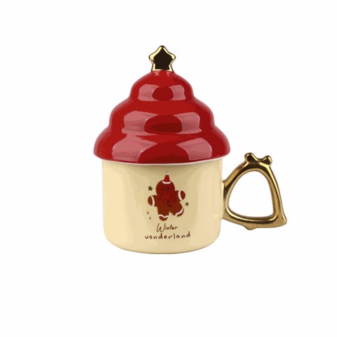 Christmas - Themed Ceramic Mugs with Tree - Shaped Lids, Festive 300ml Drinkware Christmas - Themed Ceramic Mugs with Tree - Shaped Lids, Festive 300ml Drinkware