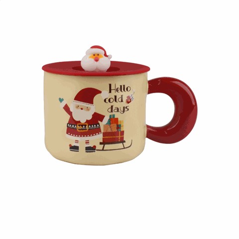 Christmas - Themed Ceramic Mugs with Decorative Lids, Festive 420ml Drinkware Christmas - Themed Ceramic Mugs with Decorative Lids, Festive 420ml Drinkware