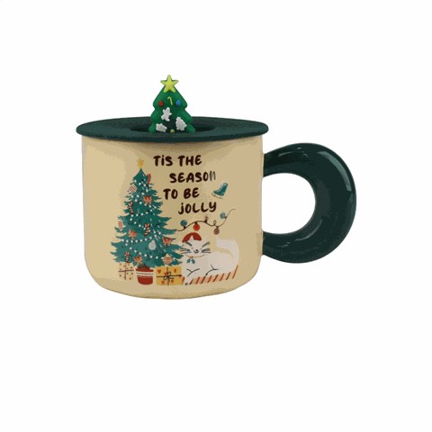 Christmas - Themed Ceramic Mugs with Decorative Lids, Festive 420ml Drinkware Christmas - Themed Ceramic Mugs with Decorative Lids, Festive 420ml Drinkware