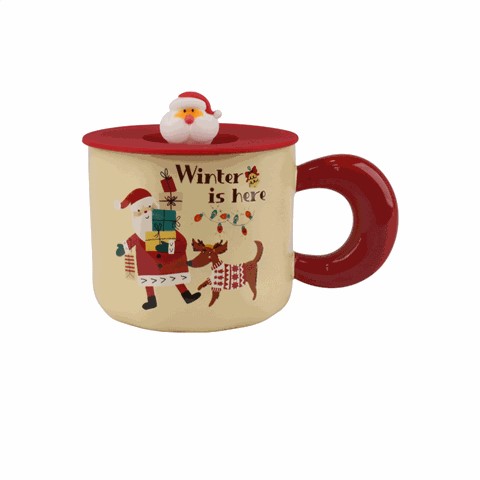 Christmas - Themed Ceramic Mugs with Decorative Lids, Festive 420ml Drinkware Christmas - Themed Ceramic Mugs with Decorative Lids, Festive 420ml Drinkware