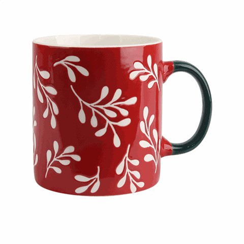 Christmas Botanical Ceramic Mugs, Festive 480ml Drinkware for Hot Beverages Christmas Botanical Ceramic Mugs, Festive 480ml Drinkware for Hot Beverages