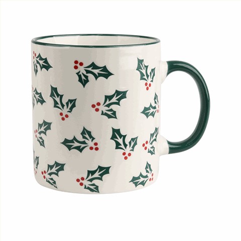 Christmas Botanical Ceramic Mugs, Festive 480ml Drinkware for Hot Beverages Christmas Botanical Ceramic Mugs, Festive 480ml Drinkware for Hot Beverages