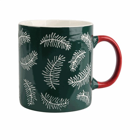 Christmas Botanical Ceramic Mugs, Festive 480ml Drinkware for Hot Beverages Christmas Botanical Ceramic Mugs, Festive 480ml Drinkware for Hot Beverages