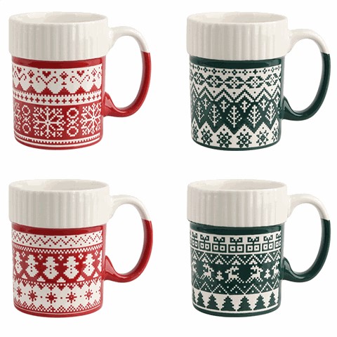 Christmas Knit - Pattern Ceramic Mugs, Festive 400ml Drinkware for Hot Beverages Christmas Knit - Pattern Ceramic Mugs, Festive 400ml Drinkware for Hot Beverages