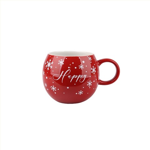 470ml Christmas Themed Ceramic Mugs Set - 4-Piece Festive Drinkware with Wreath, Snowflake Designs