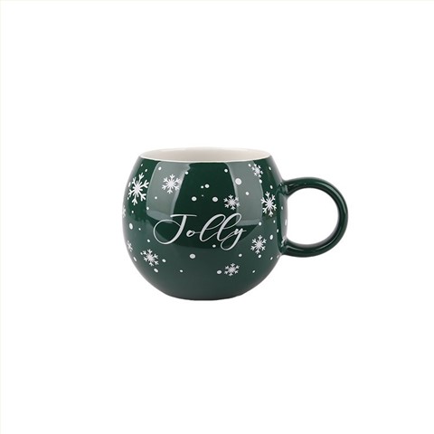 470ml Christmas Themed Ceramic Mugs Set - 4-Piece Festive Drinkware with Wreath, Snowflake Designs