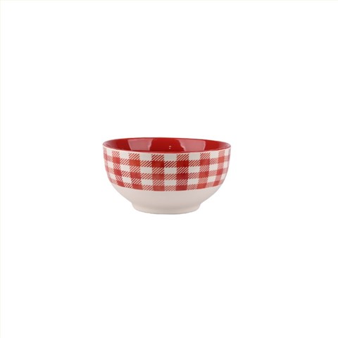 Red Gingham & Ornament Christmas Dinnerware Set - 4-Piece Plate, Bowl, Mug Festive Tableware