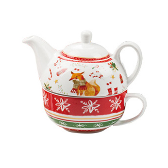 New bone China tea pot white body with decal