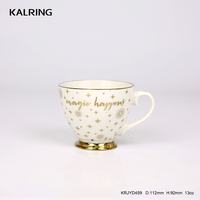 Ceramic mug golden mug high footed mug