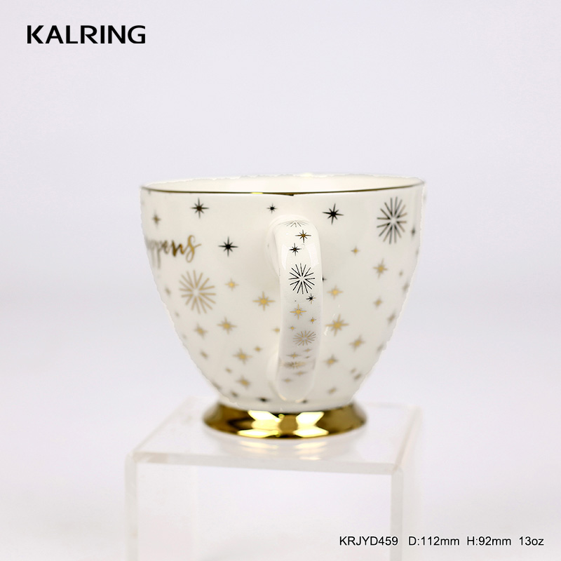 Ceramic mug golden mug high footed mug