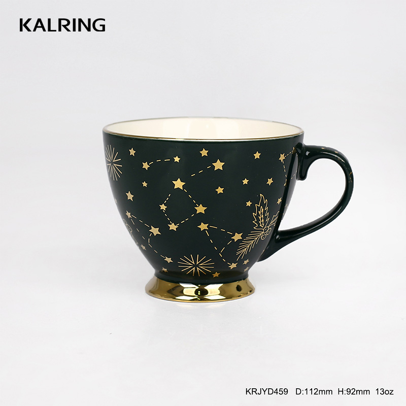 Ceramic mug golden mug high footed mug