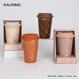 Ceramic mug Travel mug with silicone cover stackable mug