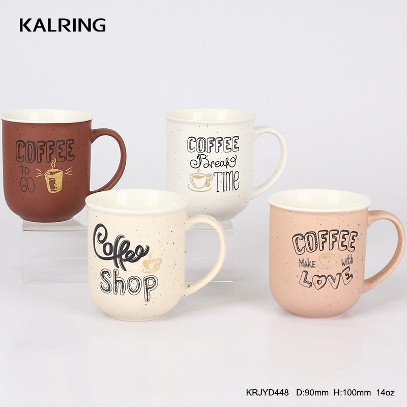 Porcelain mug Drinking mug fourr color glaze with design