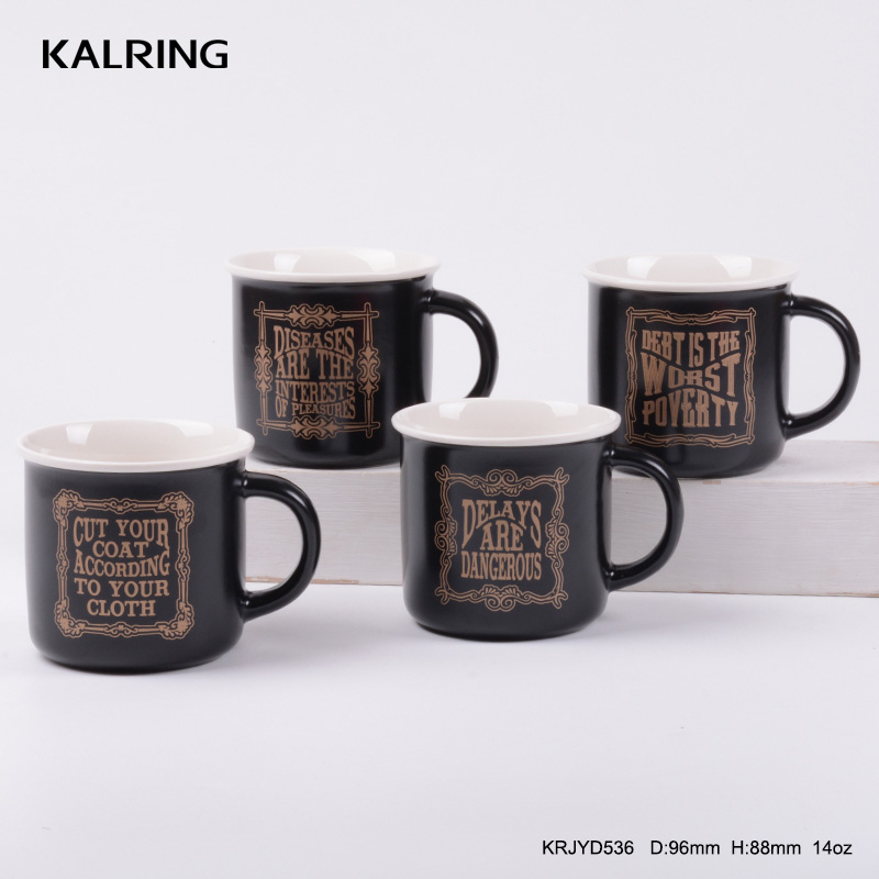 personalized ceramic coffee mugs matt glaze with dull polish decal