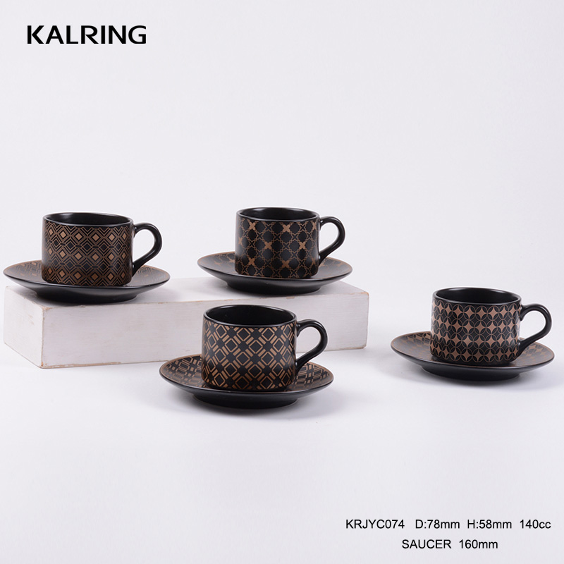 personalized ceramic coffee mugs matt glaze with dull polish decal