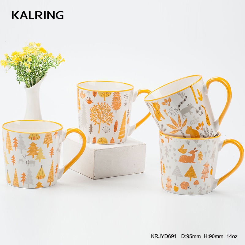 ceramic mug 11oz mug ith decal yellow mug
