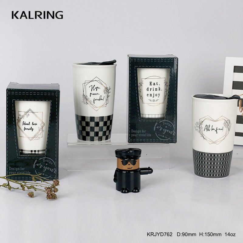 ceramic coffee mug travel mug handmade ceramic mug  heart plate Classic black and white grid