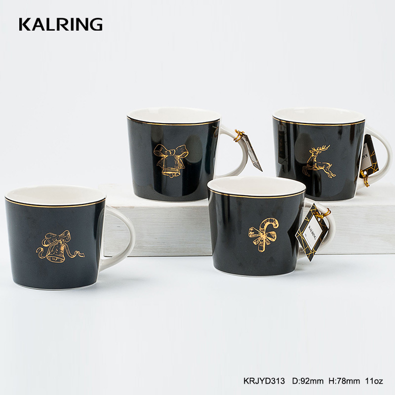 christmas mug golden ceramic mug with real gold design