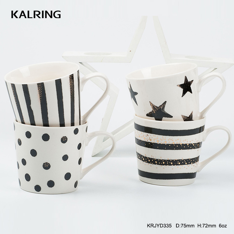 ceramic coffee mugs golden mug black and white