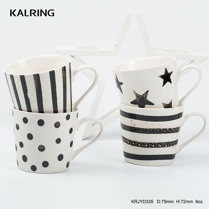 ceramic coffee mugs golden mug black and white