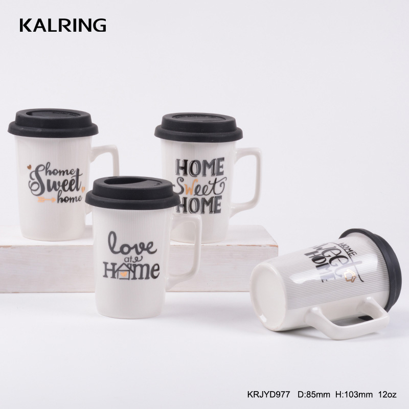 New bone china travel mug silicone mug espresso cup with golden design