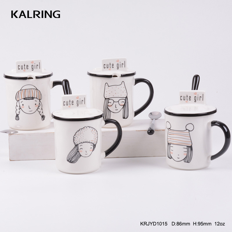 mobile phone holder creative ceramic mug with lid Cartoon design