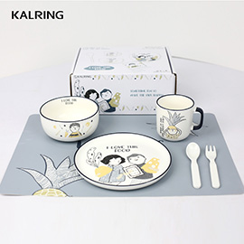 Children's dinner set new bone china mug gift bowl cute plate