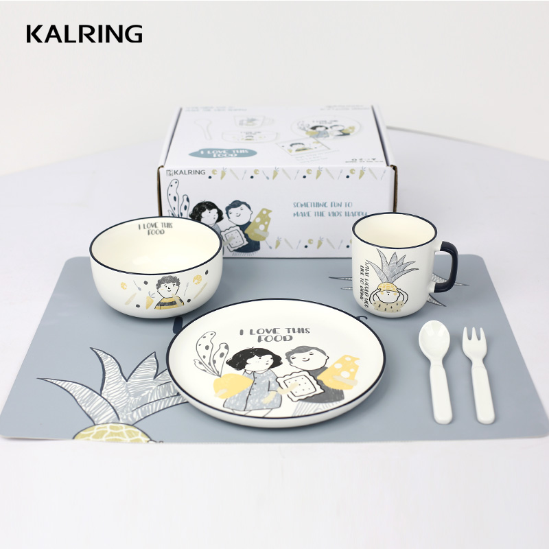 Children's dinner set new bone china mug gift bowl cute plate