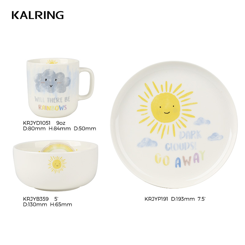 Ceramic dinner set new bone china mug cute bowl and plate for children