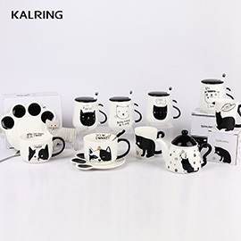 New bone China mug with lid with spoon teapot