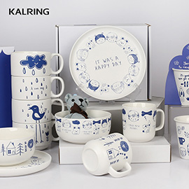 New bone China Child interest blue line tableware