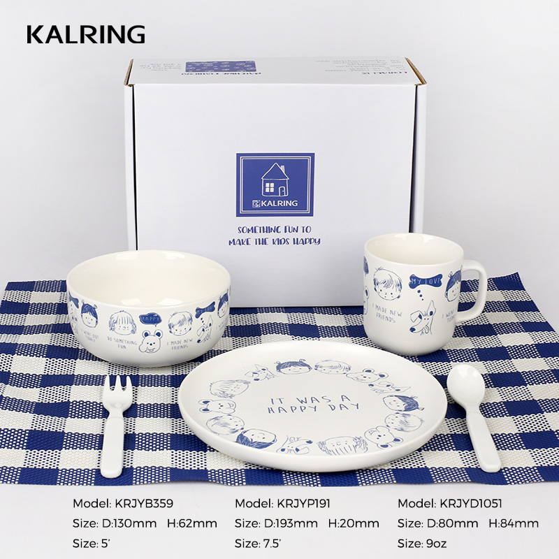 New bone China Child interest blue line tableware