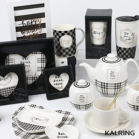 Tableware with black and white square classical design