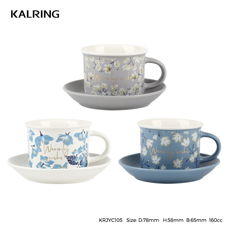 Tableware with retro design with blue and grey color