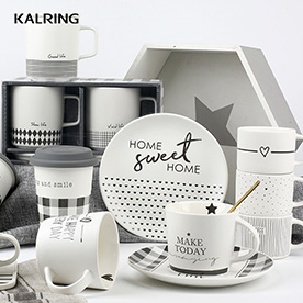 Dinner sets with black and white grid design for daily use for gift