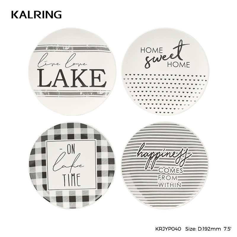 Dinner sets with black and white grid design for daily use for gift