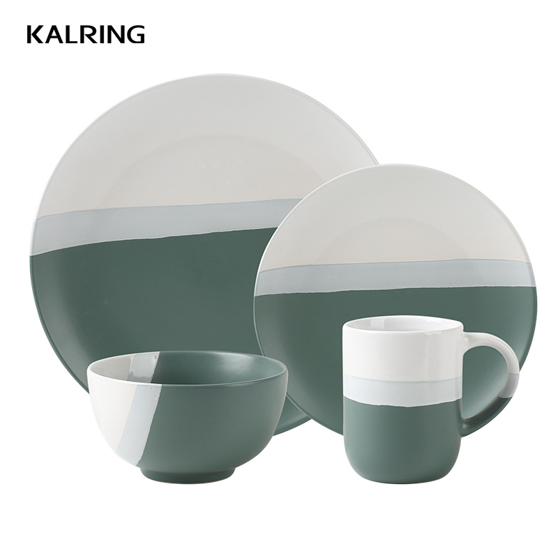 Dinner sets with two tone color for supermarket