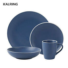Dinner sets with solid color glaze with white rim for supermarket