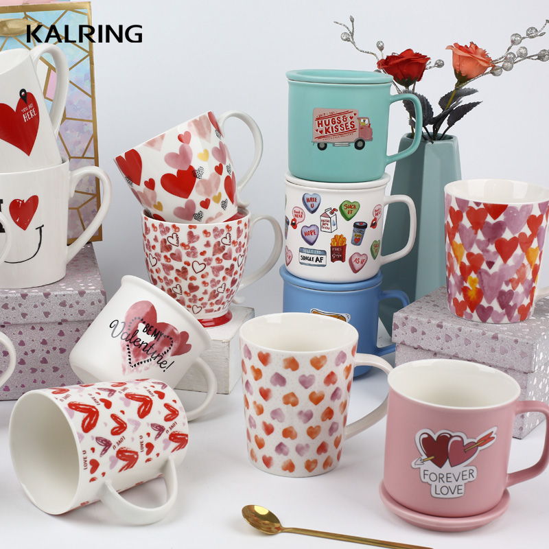 New bone china mug with sweet heart design for Valentine's day