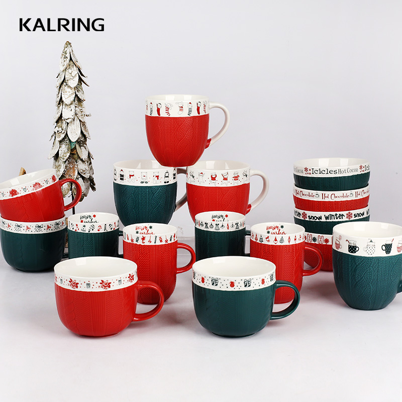 Chrismas mug with embossed mug with decal for festival